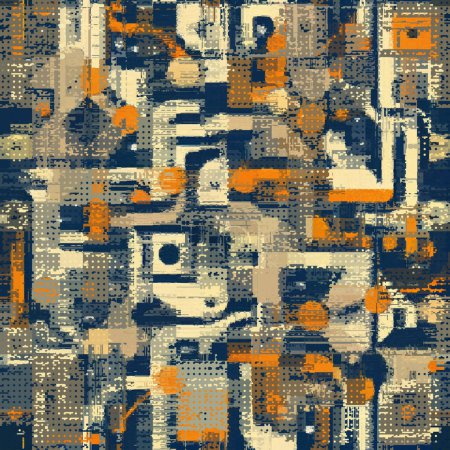 Patrón sin costura abstracto con imitación de textura de falla grunge. Imagen de suprematismo geométrico. Imagen vectorial.
