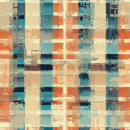 Abstract seamless pattern with imitation of grunge glitch texture. Geometric suprematism image. Vector image.