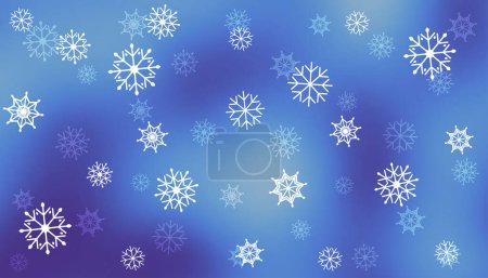 Christmas snowflake background. Blue blurred smooth background and snowfall. Vector winter background.