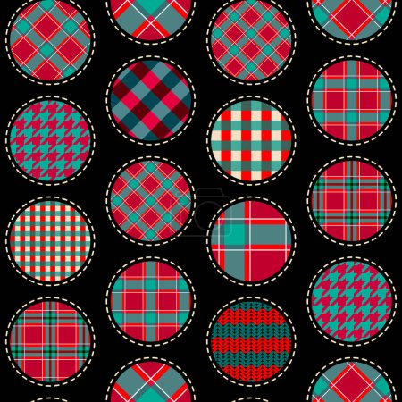 Illustration for Seamless background pattern. Christmas cozy Patchwork pattern. Christmas red plaid pattern. Vector image - Royalty Free Image