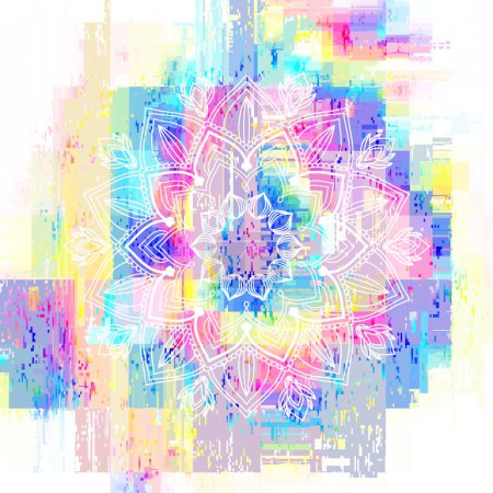 Téléchargez les illustrations : Abstrait Mandala ornement sur fond grunge.. Image vectorielle - en licence libre de droit