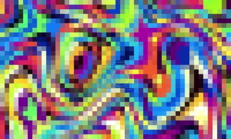 Téléchargez les photos : Trippy psychédélique coloré néon formes géométriques fond abstrait, motif vectoriel pixellisé - en image libre de droit