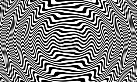 Téléchargez les photos : Fond vectoriel illusion optique. Lignes simples déformées en noir et blanc - en image libre de droit