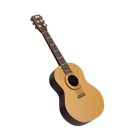 Foto de Vista de la clásica guitarra acústica de madera sobre fondo blanco. Concepto de instrumentos musicales y aficiones creativas. renderizado 3d - Imagen libre de derechos