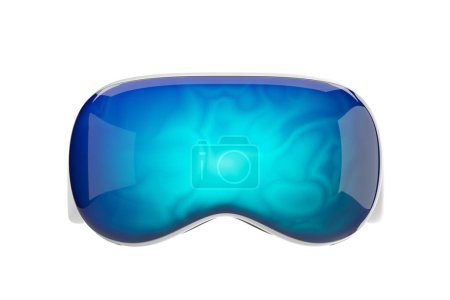 Foto de Tecnología de realidad virtual, vista frontal de gafas vr sobre fondo blanco vacío. Concepto de metaverso, equipamiento futurista e inmersivo. Ilustración de representación 3D - Imagen libre de derechos