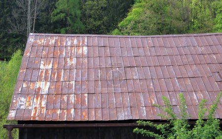 Photo for Old metal sheet roof texture. Pattern of old metal sheet. - Royalty Free Image