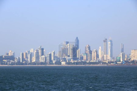 Photo for Mumbai skyline view from Marine Drive in Mumbai in India - Royalty Free Image