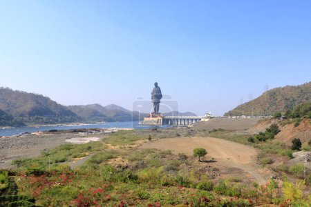 Photo for Statue of Unity aerial view taken at Narmada, Gujarat in India - Royalty Free Image