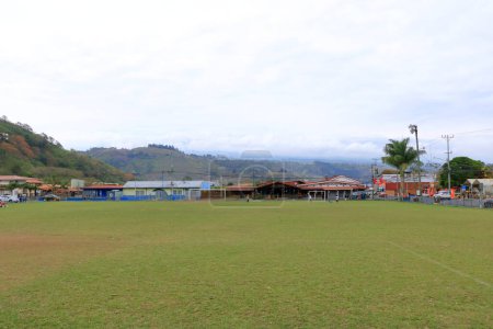 Photo for March 3 2023 - Orosi in Costa Rica: Football playing children in the center of the village - Royalty Free Image
