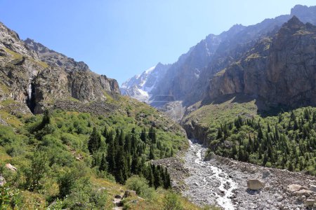 Téléchargez les photos : Le paysage montagneux dans le parc national d'Ala Archa en été, Kirghizistan en Asie centrale - en image libre de droit