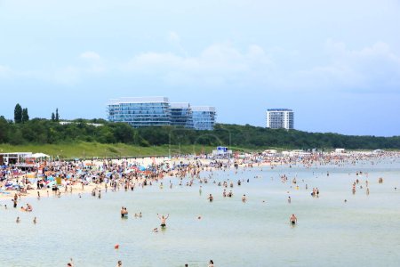 Photo for July 29 2023 - Misdroy, Miedzyzdroje in Poland: crowded beach on the Baltic Sea - Royalty Free Image