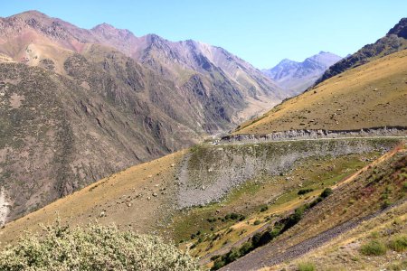 View of Too-Ashuu pass near Bishkek, Kyrgyzstan, Central Asia