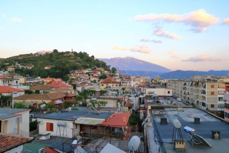 city of Berat, Berati, Albania from above, UNESCO world heritage site