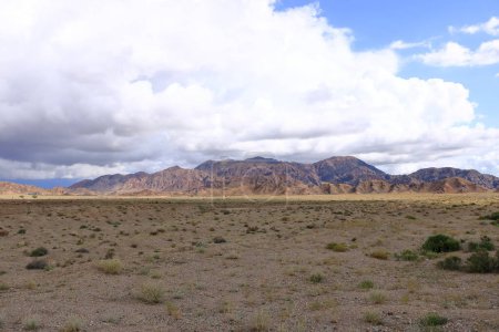 landscape view in the region of Issyk-Kul Lake near the Orto Tokoy reservoir in Kyrgyzstan
