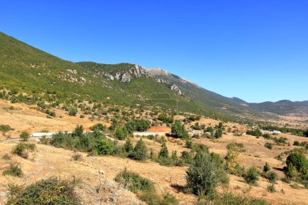 Téléchargez les photos : Albanie - Parc national de Prespa - Lac Prespa avec l'île de Maligrad - Grèce et Macédoine en arrière-plan - en image libre de droit