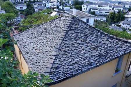 Ancient stone roof of old houses, Albania