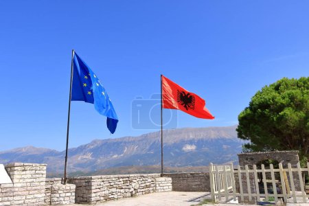 September 16 2023 - Gjirokastra in Albania: people enjoy the castle of the twon from inside