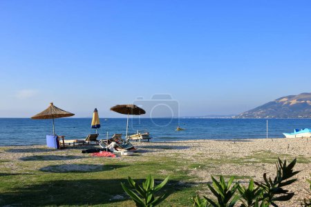 September 18 2023 - Orikum, Vlora in Albania: people enjoy the beautiful beach