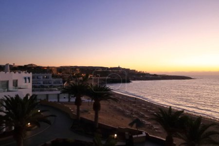 View to the beach in the morning, Costa Calma, Fuerteventura in Spain