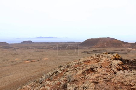 view to the northside with Lanzorate in the background from Volcan Calderon Hondo, Fuerteventura at Canary Islands, Spain