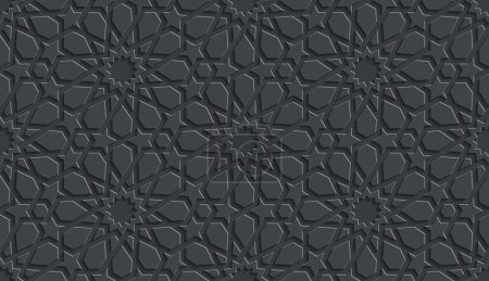 Ilustración de Patrón gris sin costuras en estilo árabe auténtico, mosaico negro. Ilustración vectorial - Imagen libre de derechos