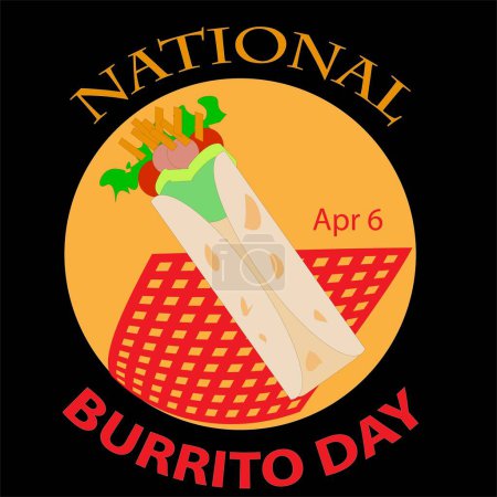 Téléchargez les illustrations : Insigne et insigne vectoriel de la Journée nationale du Burrito - en licence libre de droit