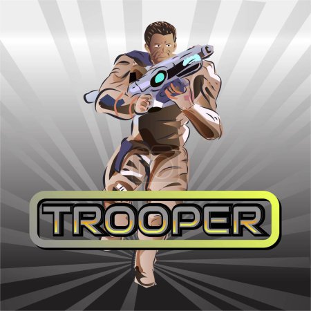 Space Futuristic Trooper Sign and Badge Vector
