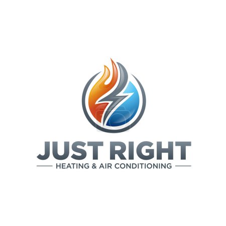 Feuerheizung, Wasserkühlung und Blitz elektrischer Vektor Logo Symbolstock Illustration
