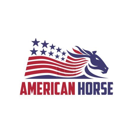 Illustration for American flag horse logo monogram vector icon illustration - Royalty Free Image