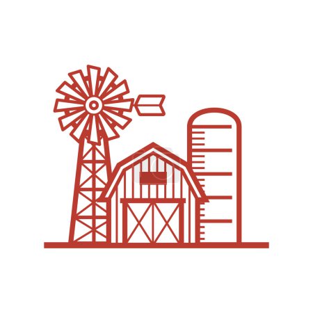 Illustration for Farm barn line icon. Outline illustration of barn vector linear design isolated on white background. Farm icon template, element for farming design, line icon object. stock illustration - Royalty Free Image