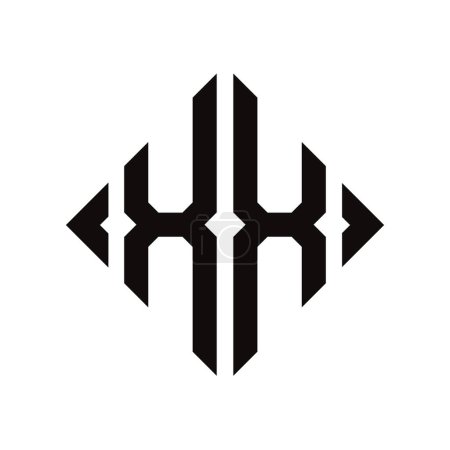 Téléchargez les illustrations : Logo X. Rhombus Monogramme 2 Lettres Alphabet Polices Logo Logotype Broderie - en licence libre de droit