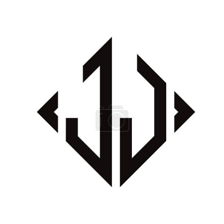 Illustration for Logo J. Rhombus Monogram 2 Letters Alphabet Font Logo Logotype Embroidery - Royalty Free Image