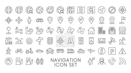 Illustration for Navigation Destination Location Set Icon - Royalty Free Image
