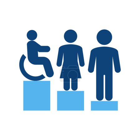 Illustration for Equity icon for disability and gender equality. Social justice and employment equity illustration. - Royalty Free Image