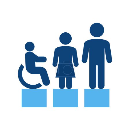 Illustration for Equality icon for disability and gender equity . Social justice and employment equity illustration. - Royalty Free Image