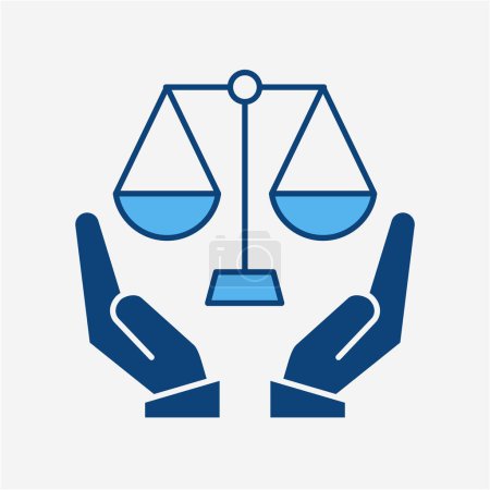 Gerechtigkeitswaagen in Hand-Icon-Vorlage-Design