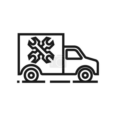 Onsite service car icon with wrench van truck symbol.