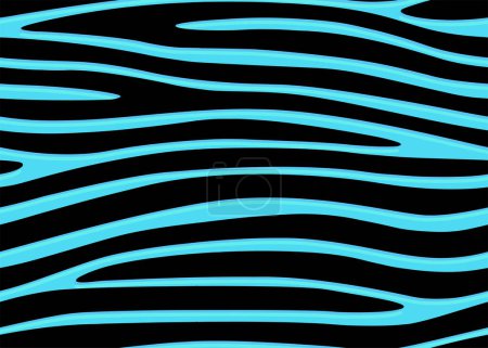Illustration for Full seamless tiger and zebra stripes animal skin pattern. Turquoise black texture for textile fabric print. Suitable for fashion use. - Royalty Free Image