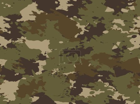 Téléchargez les illustrations : Vecteur de motif de peau de camouflage militaire abstrait sans couture complet pour le décor et le textile. Design camo armée verte pour l'impression de tissu textile. - en licence libre de droit