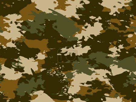 Illustration for Full seamless khaki camouflage texture pattern vector. Army skin design for textile fabric printing and wallpaper. Design for fashion and home design. - Royalty Free Image