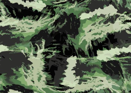 Illustration for Full seamless green camouflage texture pattern vector for military textile. Usable for Jacket Pants Shirt and Shorts. Army camo design for fabric print and wallpaper. - Royalty Free Image