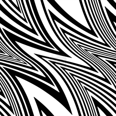 Illustration for Full Seamless Vertical Zigzag Fabric Print Pattern. Black and White Vector. Textile and Home Decoration. - Royalty Free Image