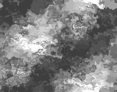 Téléchargez les illustrations : Full Seamless tie teinture fond texture motif. Illustration vectorielle Shibori. abstrait batik brosse répétition motif motif noir, blanc, sombre, éclaboussure de peinture grise - en licence libre de droit