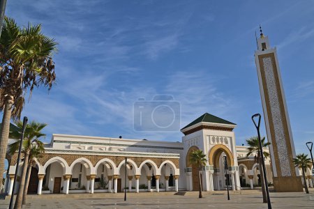 Photo for Masjid Lalla Abosh mosque near the port of Tanger on a sunny day - Royalty Free Image