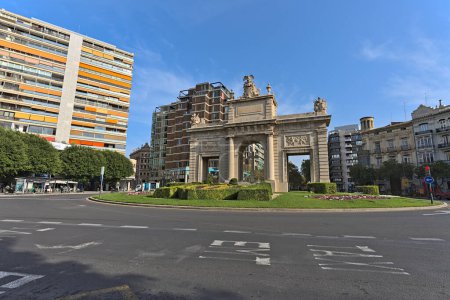 Photo for Porta de la Mar and roundabout in Valencia on a sunny day - Royalty Free Image