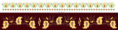 Illustration for Set of Crimean ornaments, gold, burgundy, oriental pattern - Royalty Free Image