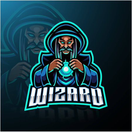 Photo for Wizard esport mascot logo design - Royalty Free Image