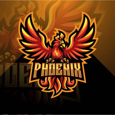 Diseño del logotipo de la mascota de Phoenix esport