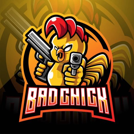 Photo for Chick with gun mascot logo design - Royalty Free Image