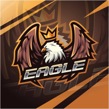 Téléchargez les photos : Design du logo de la mascotte Eagle king esport - en image libre de droit